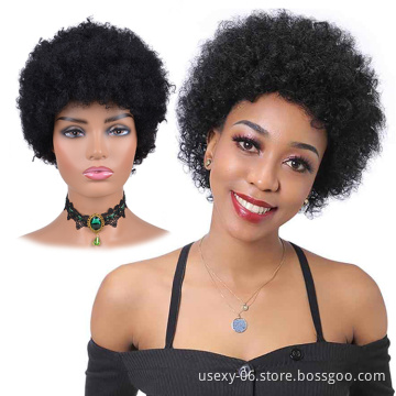 Dropshipping Wig vendors cheap short afro kinky curly pixie cut Raw Indian virgin human hair wigs for black women